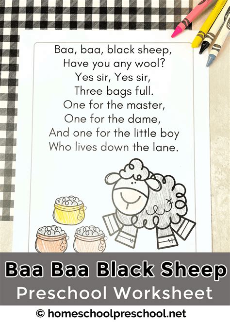 Fun New Baa Baa Black Sheep Worksheet for Preschoolers