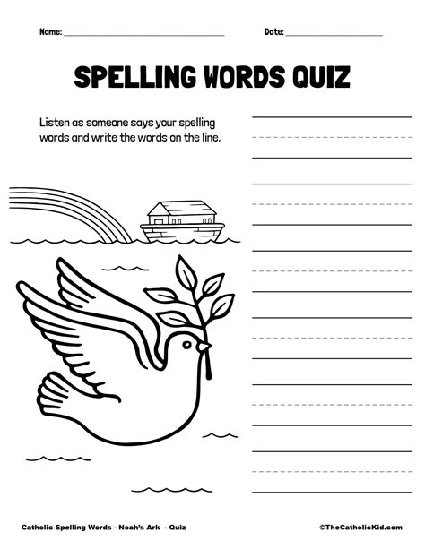 Catholic Spelling & Vocabulary Words Noah's Ark Worksheets - TheCatholicKid.com