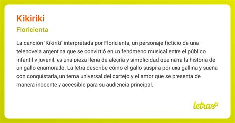 Significado de la canción KIKIRIKI (Floricienta) - LETRAS.COM