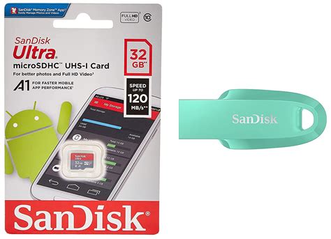 SanDisk Ultra microSD UHS-I Card 32GB, 120MB/s R & Ultra Curve USB 3.2 ...