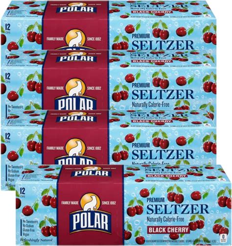 Polar Seltzer Water Black Cherry 100% Natural Sparkling Soda Soft Drink ...