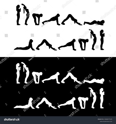 Step By Step Yoga Surya Namaskar Stock Vector (Royalty Free) 2582677125 | Shutterstock