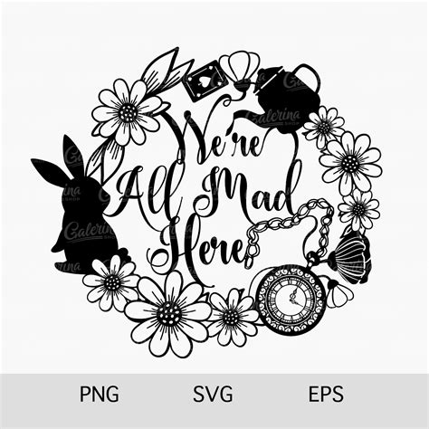 Alice in Wonderland Svg We're All Mad Here Clipart - Etsy in 2025 ...