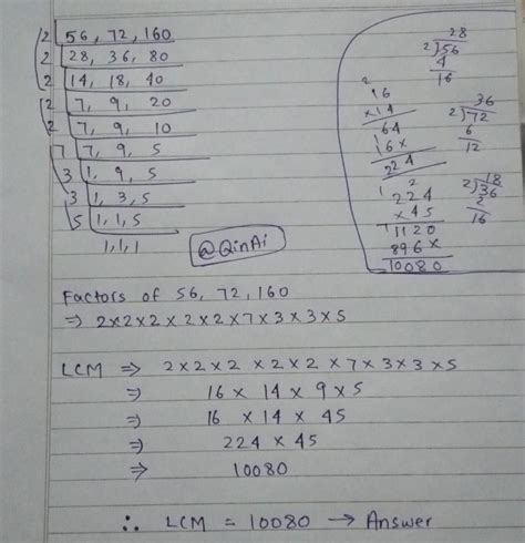 Find the lcm of 56,72,160 lcm of 56,72,160 - Brainly.in