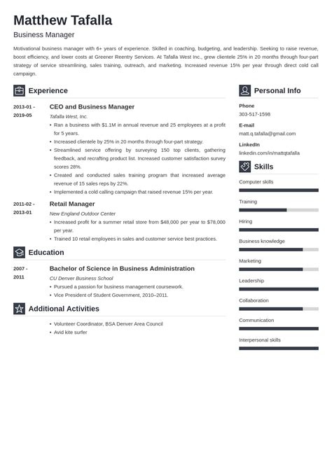 Entrepreneur CV Example 的图像结果