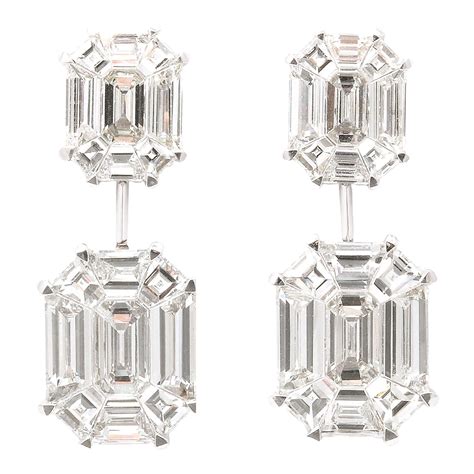 Emerald Cut Tanzanite and Diamond Drop Earrings at 1stDibs | emerald ...