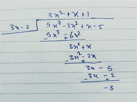 use remainder theorem to find the remainder whenp(x)=9x^3-3x^2+x-5 is ...
