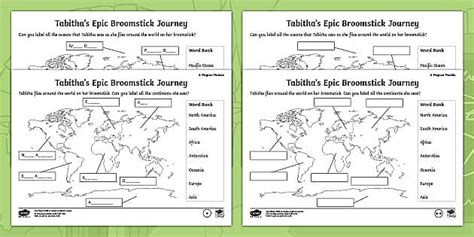 A Magical Muddle - Continents & Ocean Worksheets - Halloween