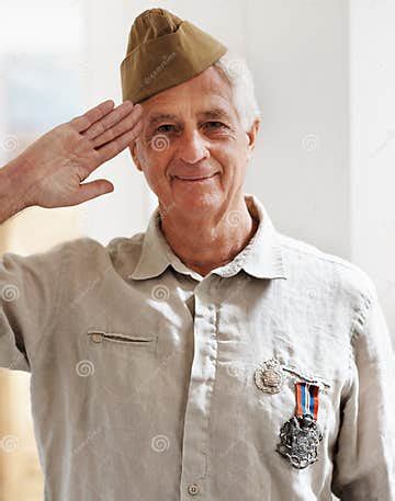 Mature Man, War and Hero in Retirement with Service, Medals and Uniform ...