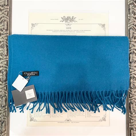 christian dior/muffler/blue/fringe/クリスチャンディオール/マフラー/青緑/フリンジ/タグ付き | UTA5