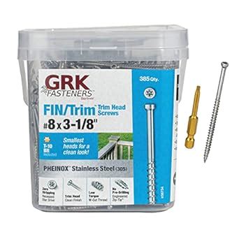 GRK 772691367341 8 by 3-Inch 1/8 Containing 1-Pail Equal to 385 Screws ...