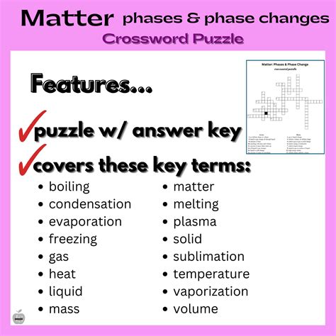 States of Matter and Phase Change Crossword Puzzle | Made By Teachers