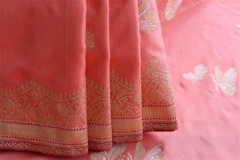 Rose Butterfly Motif Pure Silk Handloom Banarasi Saree — Stuti Weaves