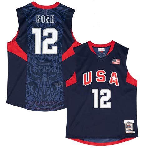 Men's USA Basketball Chris Bosh Mitchell & Ness Navy 2008 Authentic ...