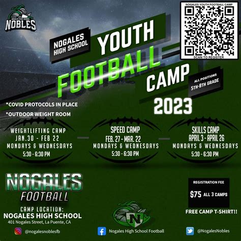 Youth Football Camps for Grades 5-8 at Rowland and Nogales High Schools ...