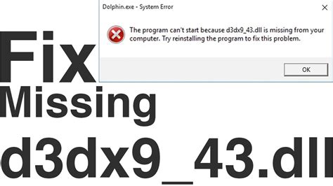 d3dx9_43.dll is missing? Download it for Windows 7, 8, 10, Xp, Vista ...