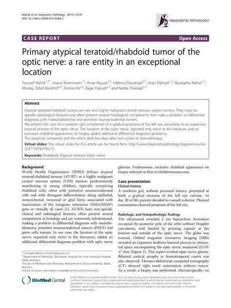 SOLUTION: Primary atypical teratoid rhabdoid tumor of the optic nerve a rare entity in an ...