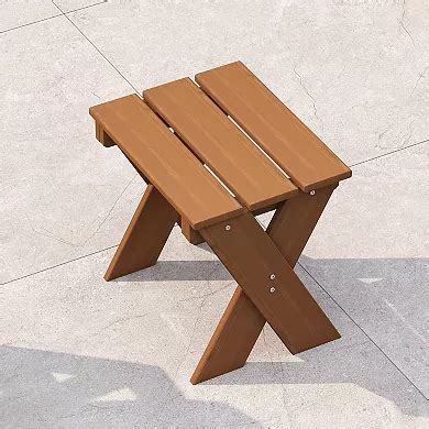 Furinno 17" x 18" Meranti Wood Outdoor Patio Side Table with Flower ...