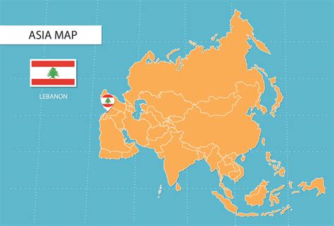 Lebanon map in Asia, icons showing Lebanon location and flags. 15705617 Vector Art at Vecteezy