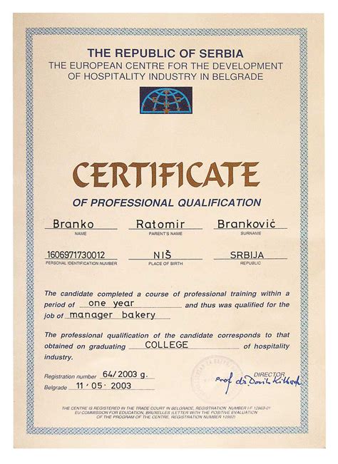 Certificate of Professional Qualification 2003 – EU Centre for ...
