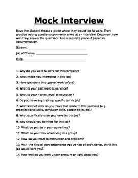 Mock Interview Worksheet 的图像结果