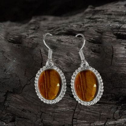 Tiger Eye Crystal Stone Oval Shape Earring