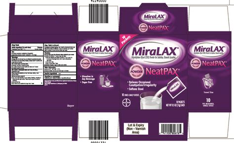 MiraLAX (Bayer HealthCare) POLYETHYLENE GLYCOL 3350 17g in 17g powder ...