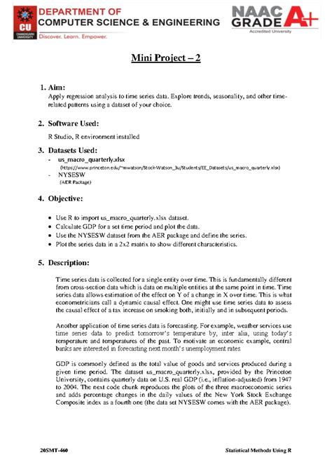 Mini Project 2 Report - Mini Project – 2 1. Aim: Apply regression ...