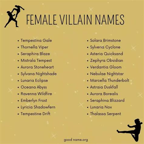 Mistresses Of Malevolence: Unique Female Villain Names - Good Name ...