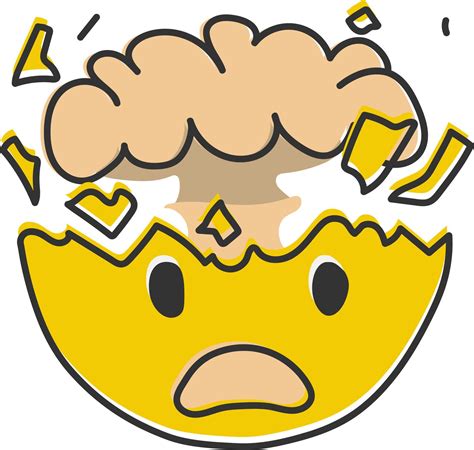 Mind blown emoji. Exploding head emoticon, shocked sad yellow face with ...