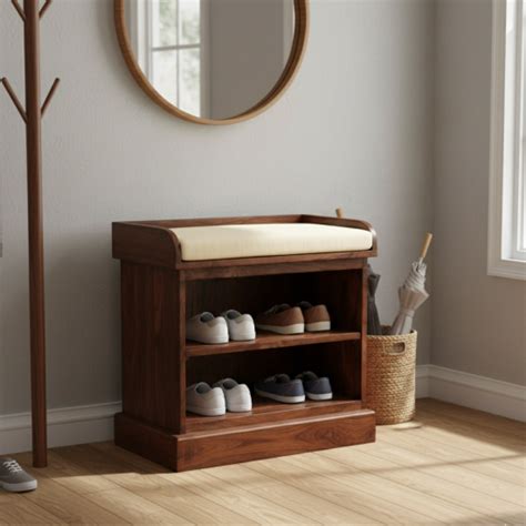 Buy Solid Sheesham Wood Open Space Saver Shoerack (Honey)