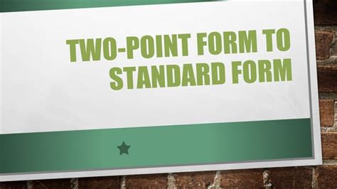 How to Find Standard Form Using Two Points 的图像结果