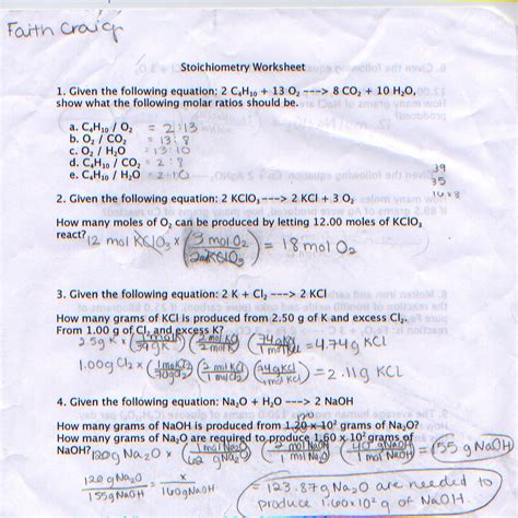 Image result for Stoichiometry Practice Problems Answer Key