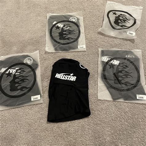 Hellstar black Shiesty Balaclava Ski Mask white Logo... | Depop