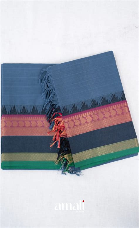 Swara Unstitched Salwar - Dusty Blue and Navy Blue – Ivalinmabia