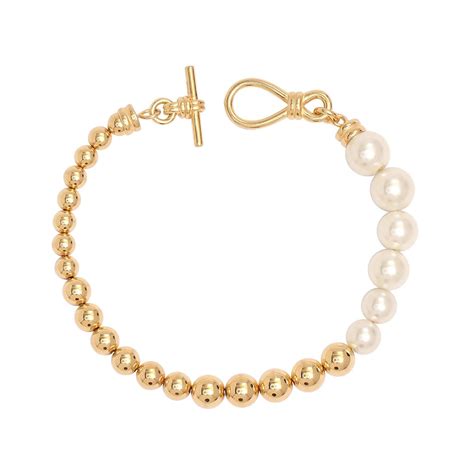 LeCalla - Buy 925 sterling silver 18K gold plated beaded pearl bracelet ...