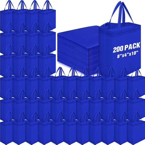 Amazon.com: Windyun 200 Pcs Reusable Tote Bag Bulk 8 x 4 x 10 Inch Non ...