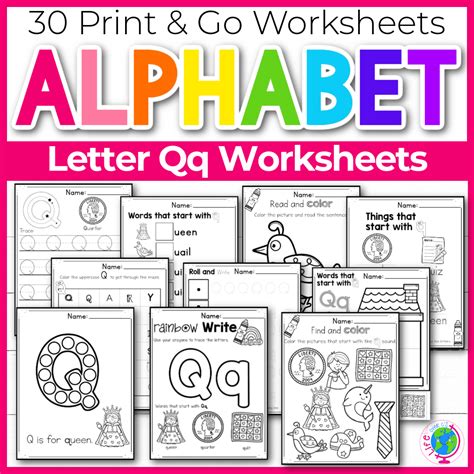 Alphabet Worksheets: Letter Q - Life Over C's Club