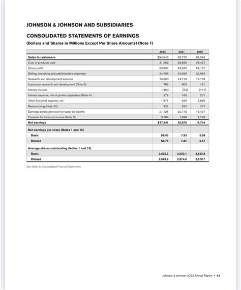 JOHNSON & JOHNSON AND SUBSIDIARIES CONSOLIDATED | Chegg.com
