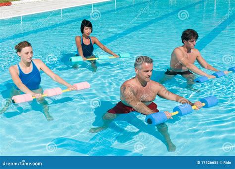 Aqua Gym Fitness Exercise with Water Dumbbell Stock Image - Image of look, looking: 17526655