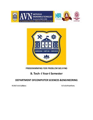 PROGRAMMING FOR PROBLEM SOLVING - 4 Configuration And Operation 4 ...