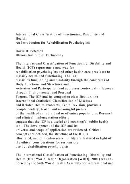 Image result for International Classification of Functioning Disability and Health