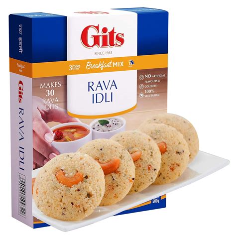 Gits Instant Rava Idli Breakfast Mix, Makes 30 Per Pack, Pure Veg ...