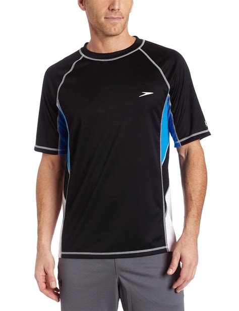 Speedo Swim Shirt Mens Splice With Mesh Rashguard