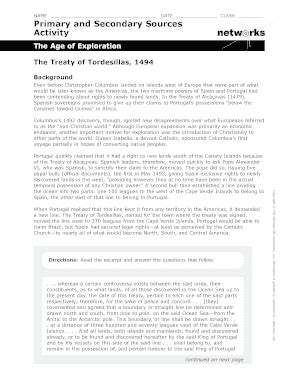 Primary And Secondary Sources Activity The Age Of Exploration Answer ...