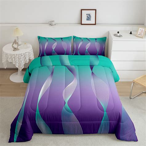 YST Gradient Gradient Teal to Purple Bedding Set Ombre Twin Comforter ...