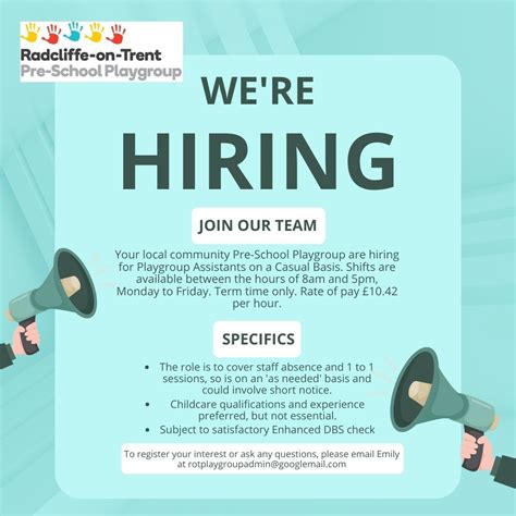 We're Hiring! Childcare Jobs Radcliffe - ROTPP
