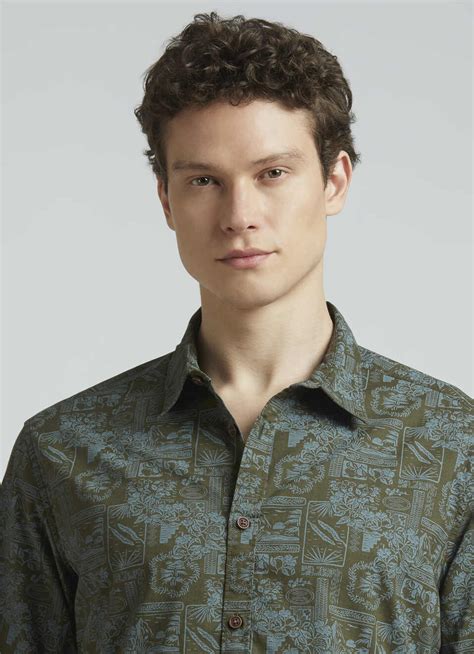 Olive Botanical Print Full Sleeve Shirt | Pepe Jeans India