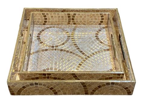 Wooden Square Large Serving Tray Set Of 2 Supplier from Bulandshahr