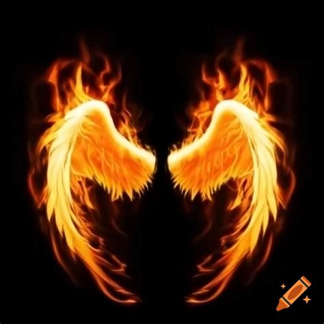 Flaming angel wings design on transparent background on Craiyon